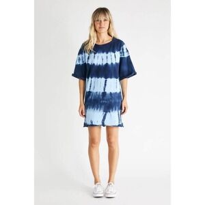 Etica Blue Tie Dye 1/2‎ Sleeve T-shirt Dress Sz S Boho Beachy Relaxed Casual